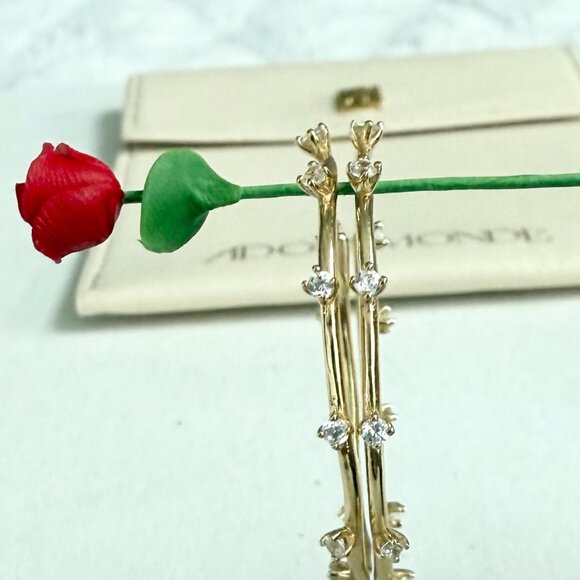 Adornmonde Moss Hoop Earrings_14K gold plated sterling silver, Clear crystal - Picture 2 of 13